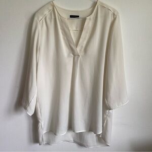 DYNAMITE Oversized V-Neck Peasant Lightweight Blouse • Cream Beige • M Medium
